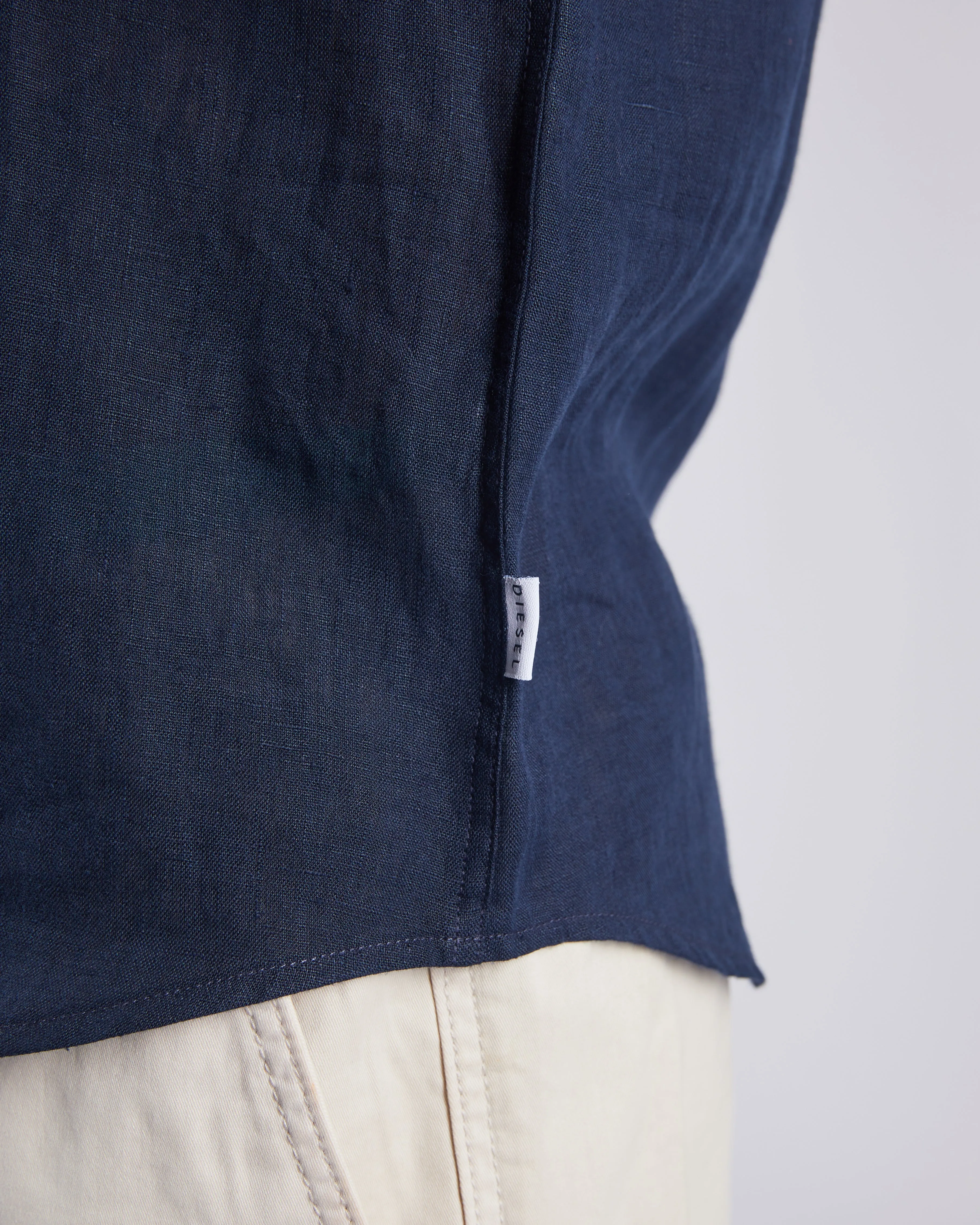 Leslie SS Navy Blue Linen Shirt