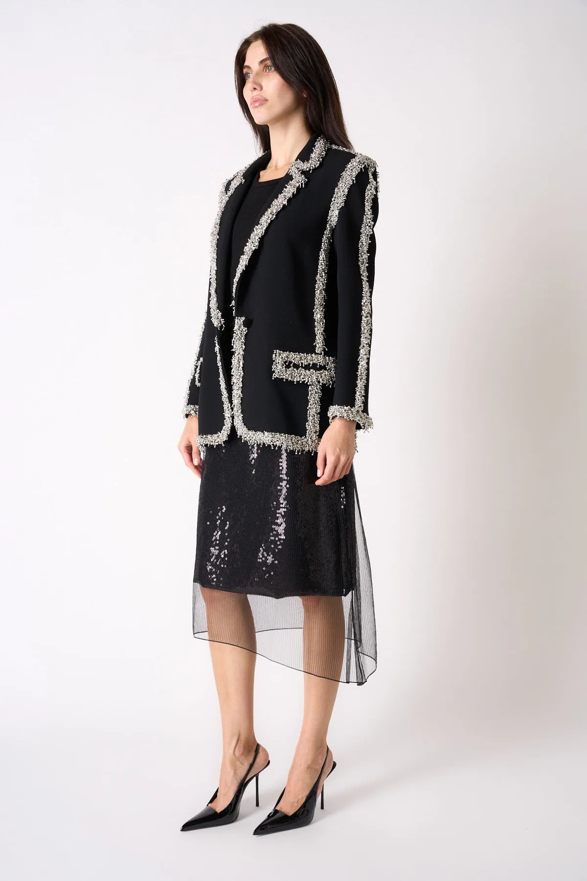 LIBERTINE | BEADED SEAM LONG BLAZER