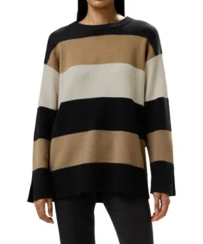 Lilysilk Women's Tri-colored Stripe Cashmere Sweater