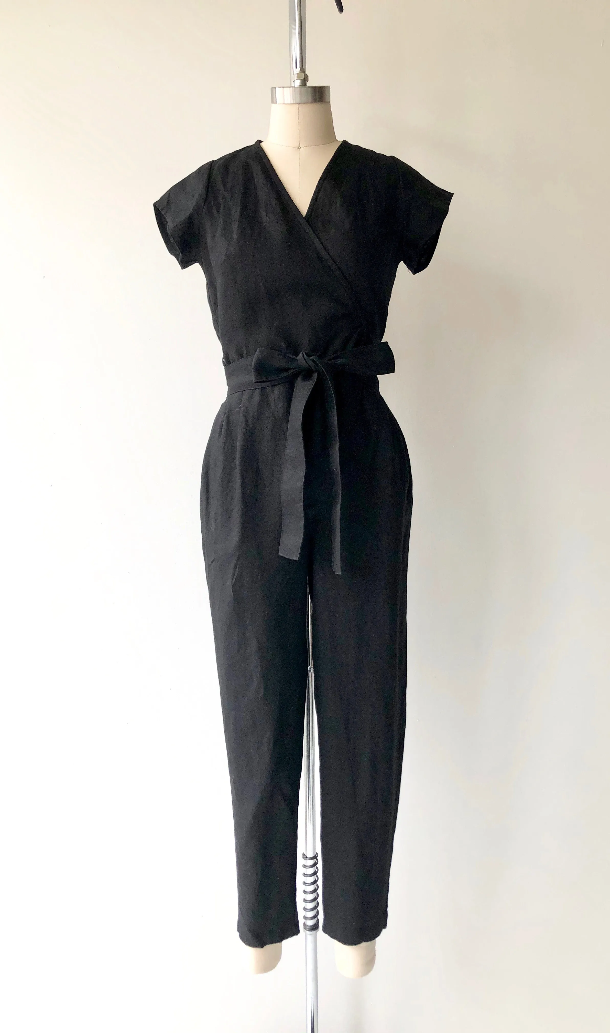 Linen Jumpsuit in Coal Black