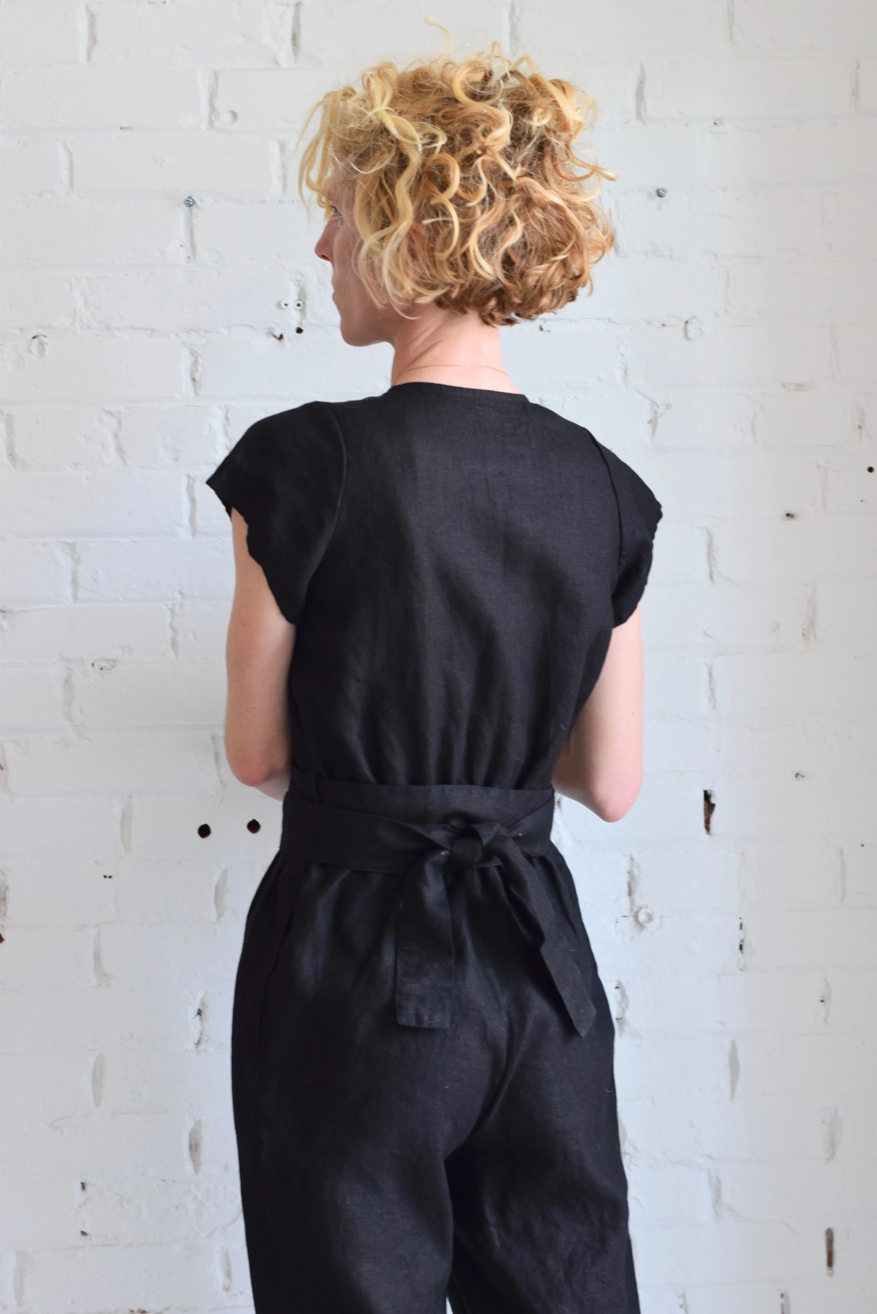 Linen Jumpsuit in Coal Black