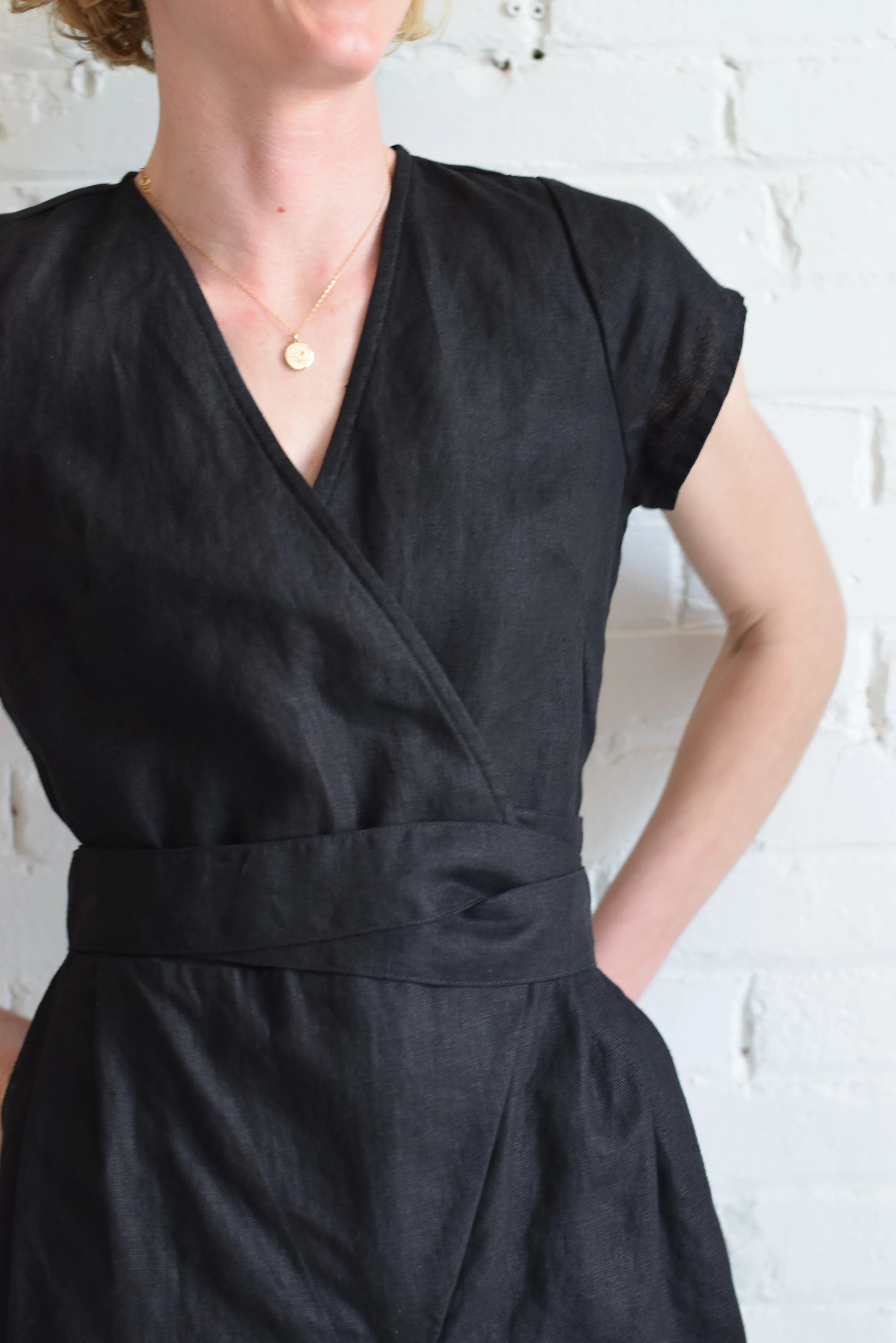 Linen Jumpsuit in Coal Black