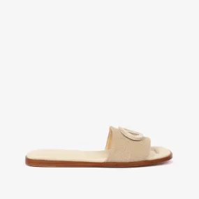 Linen slide sandals for women