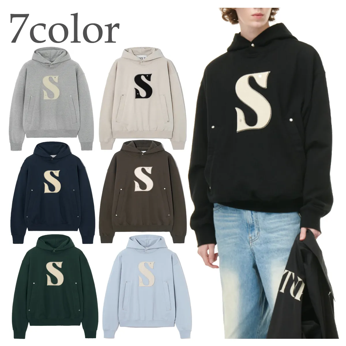 Long Sleeve Plain Cotton Hoodies | SATUR Unisex Street Style Logo