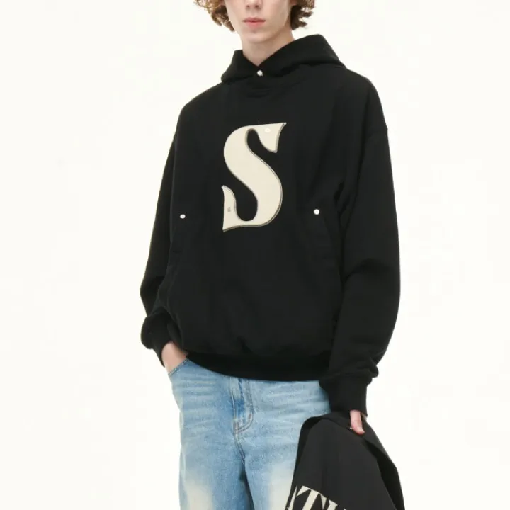 Long Sleeve Plain Cotton Hoodies | SATUR Unisex Street Style Logo