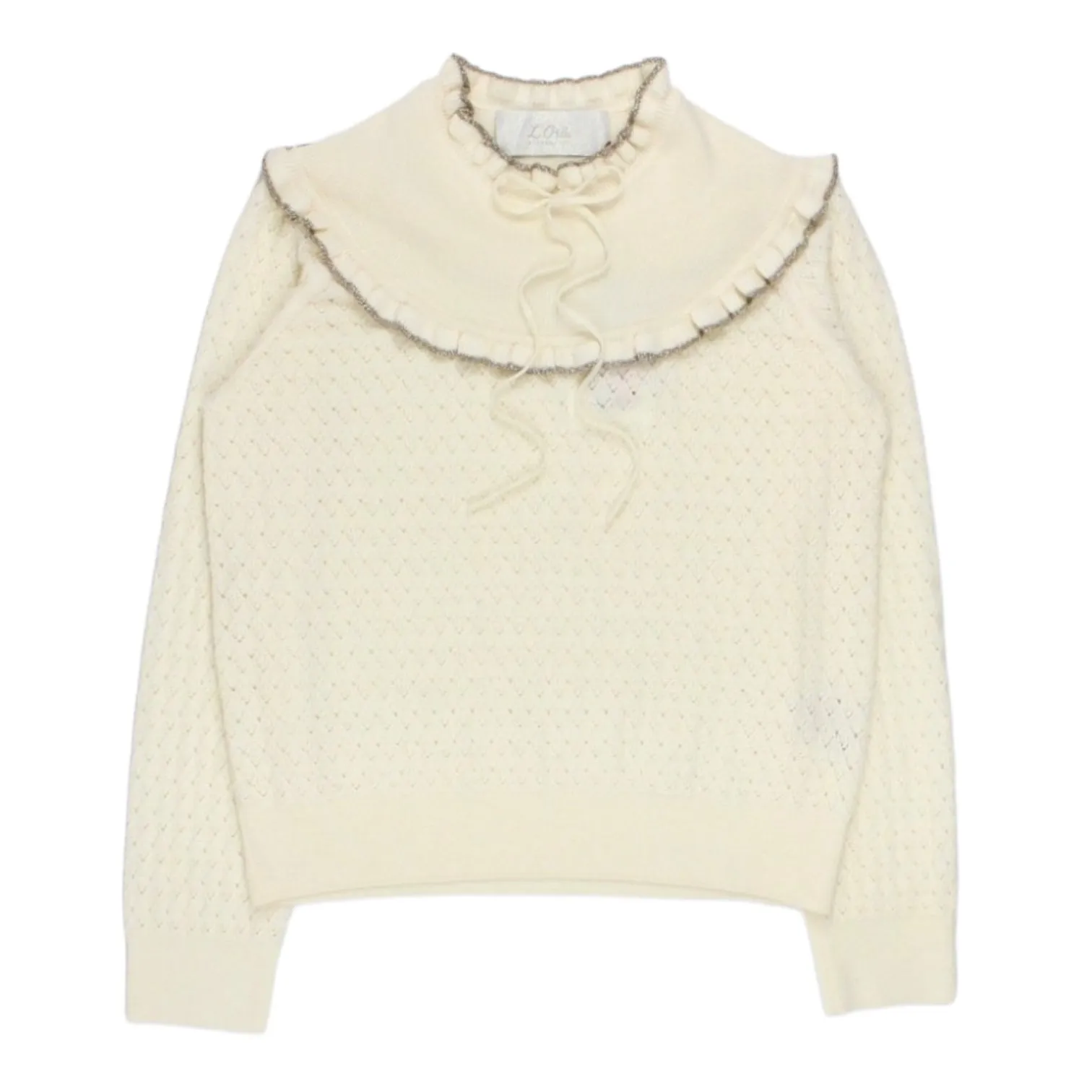 L'Orla Cream Ruffle Bib Sweater