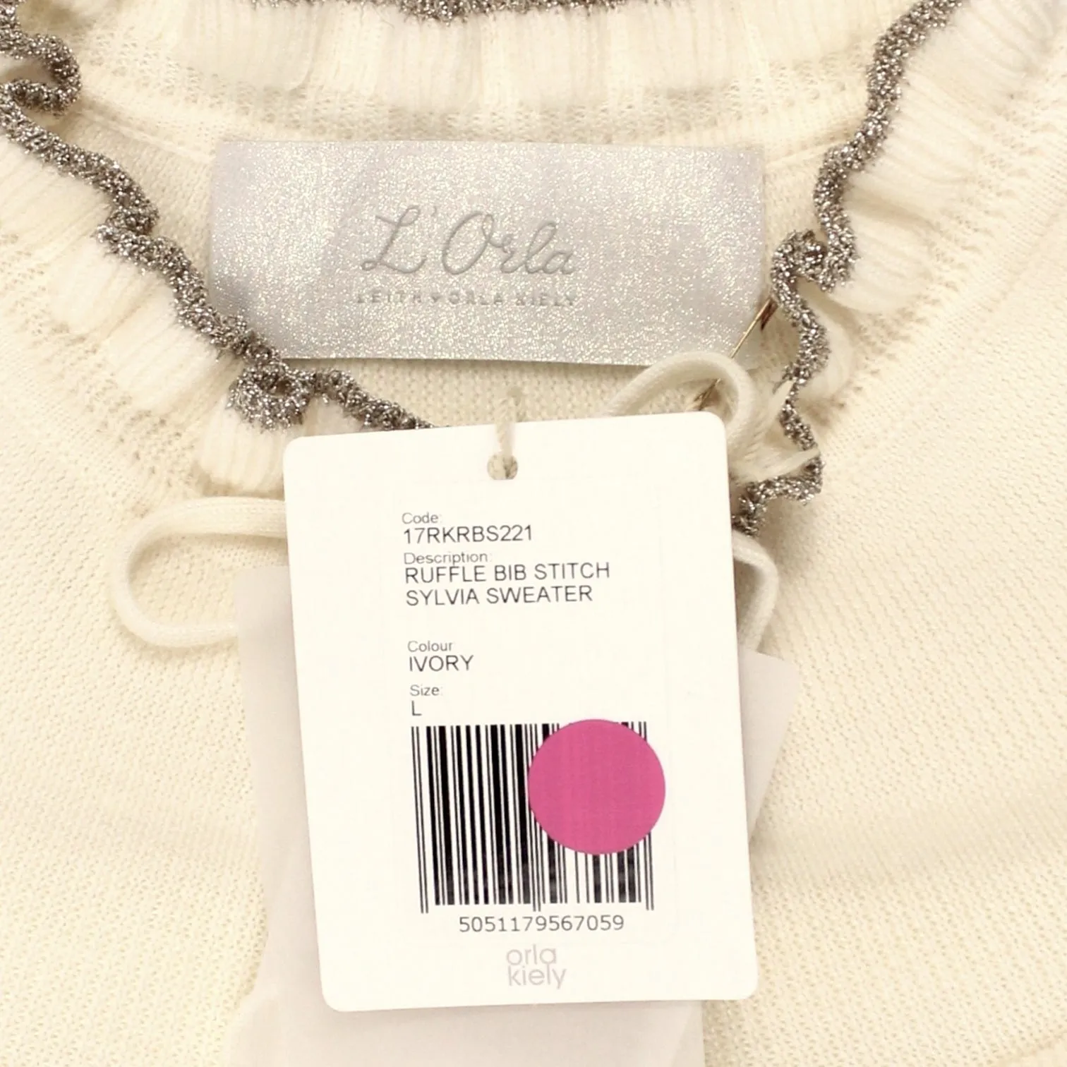 L'Orla Cream Ruffle Bib Sweater