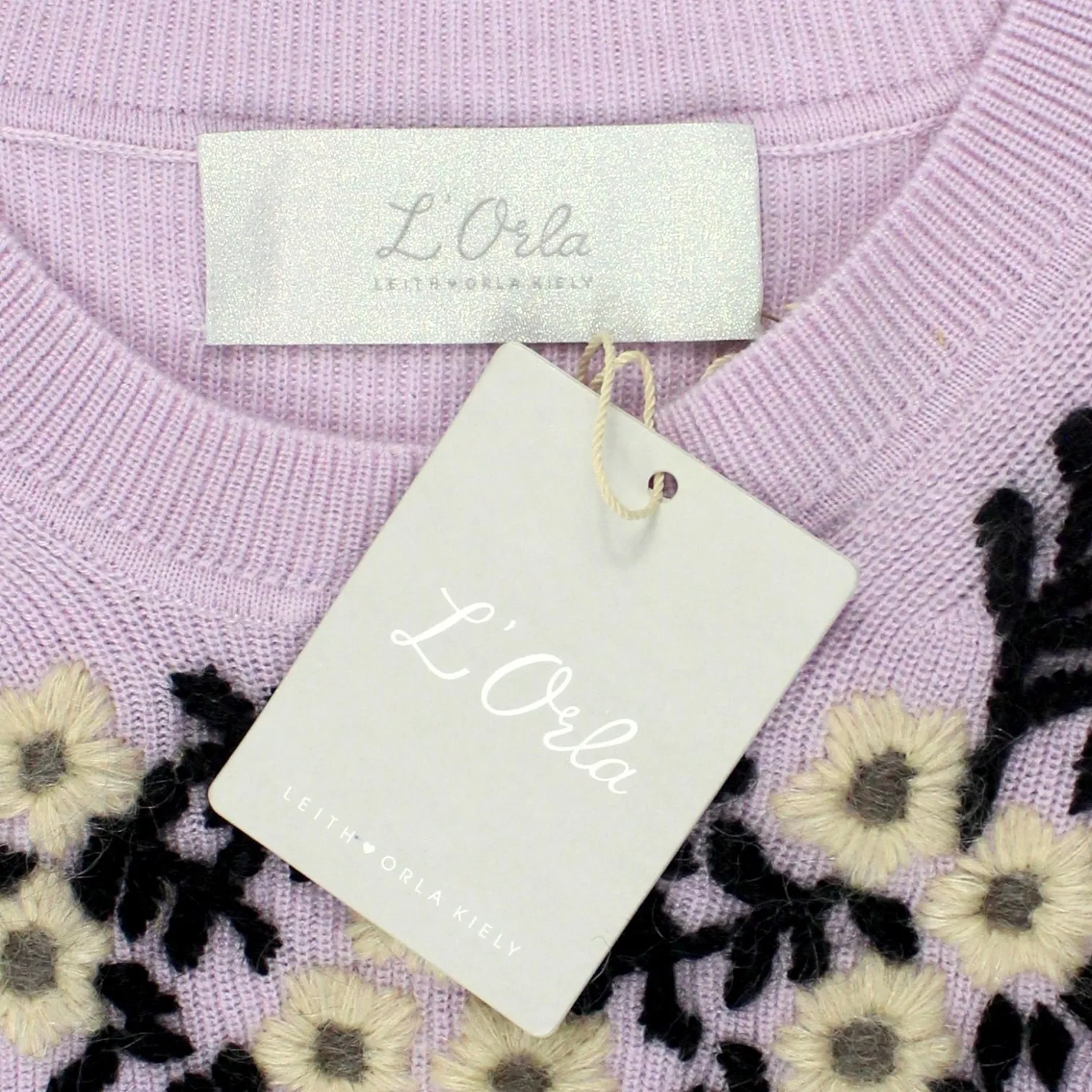 L'Orla Lilac Flower Embroidered Sweater