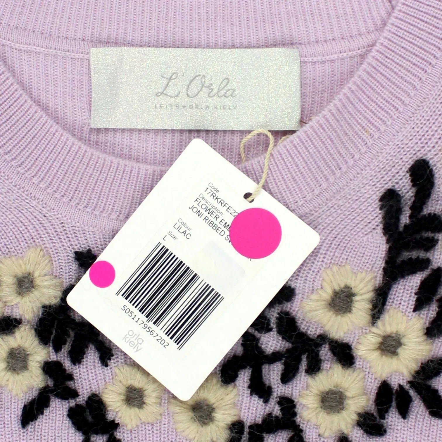 L'Orla Lilac Flower Embroidered Sweater