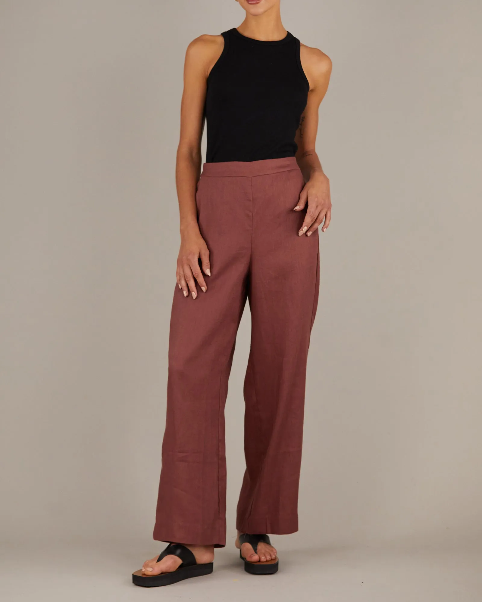 Mabel Linen Pants - Auburn