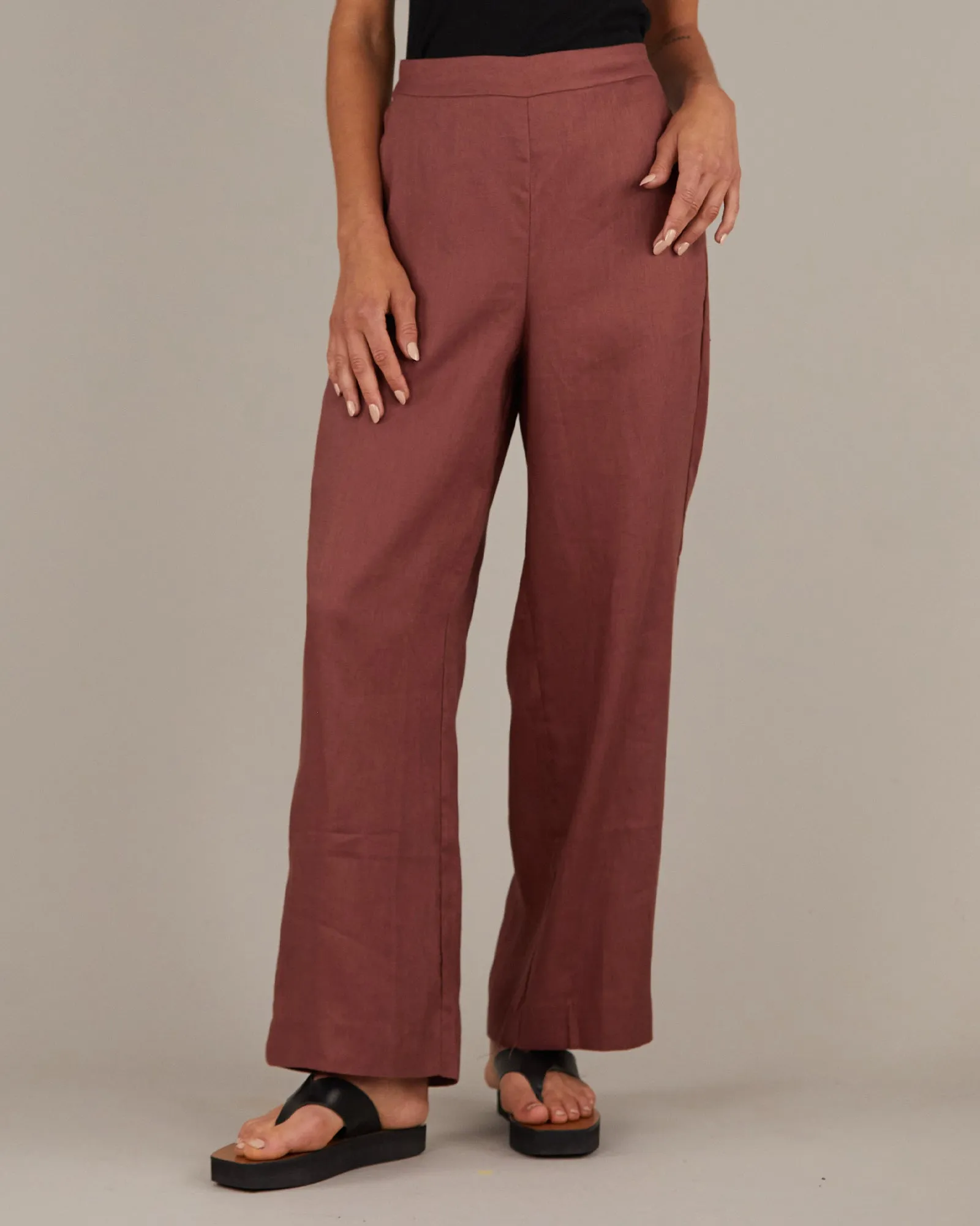 Mabel Linen Pants - Auburn