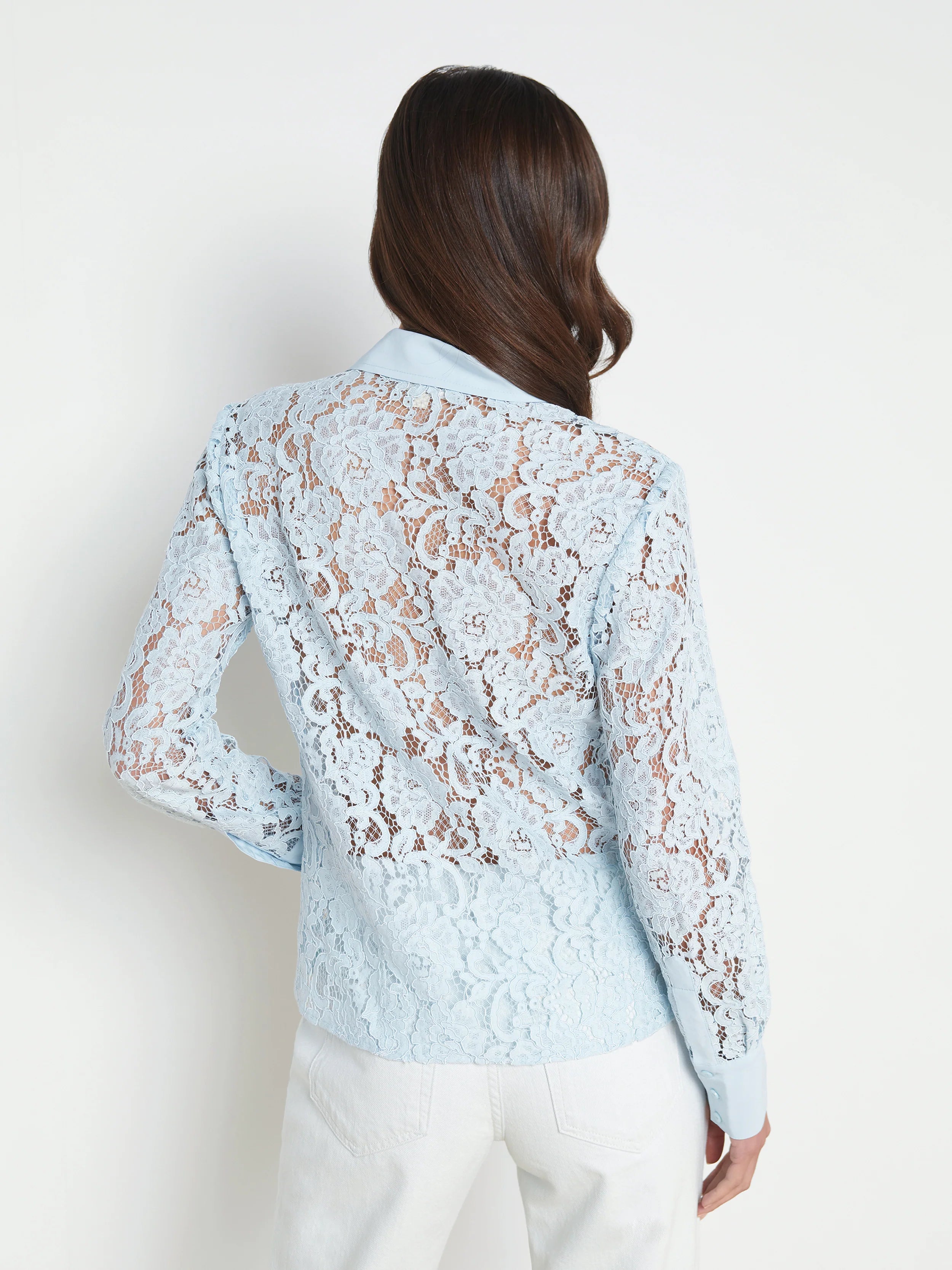 Maia Lace Buttondown Blouse - Ice Water - L'agence