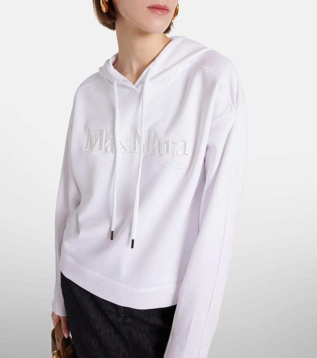 Max Mara LEISURE plain cotton logo hoodies sweatshirts long sleeves