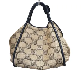 Max Mara Raffia Canvas Monogram Tote bag, with black leather details