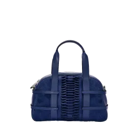 Medium Francesca navy satchel, suede braided