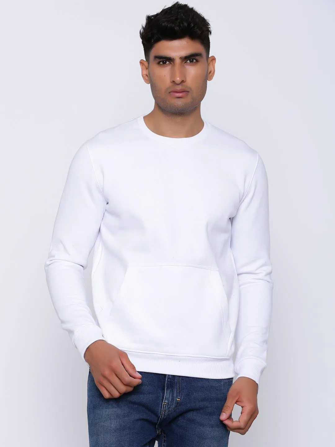 Men White Comfort Fit Sweater