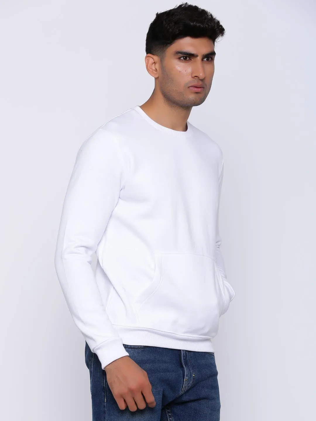 Men White Comfort Fit Sweater