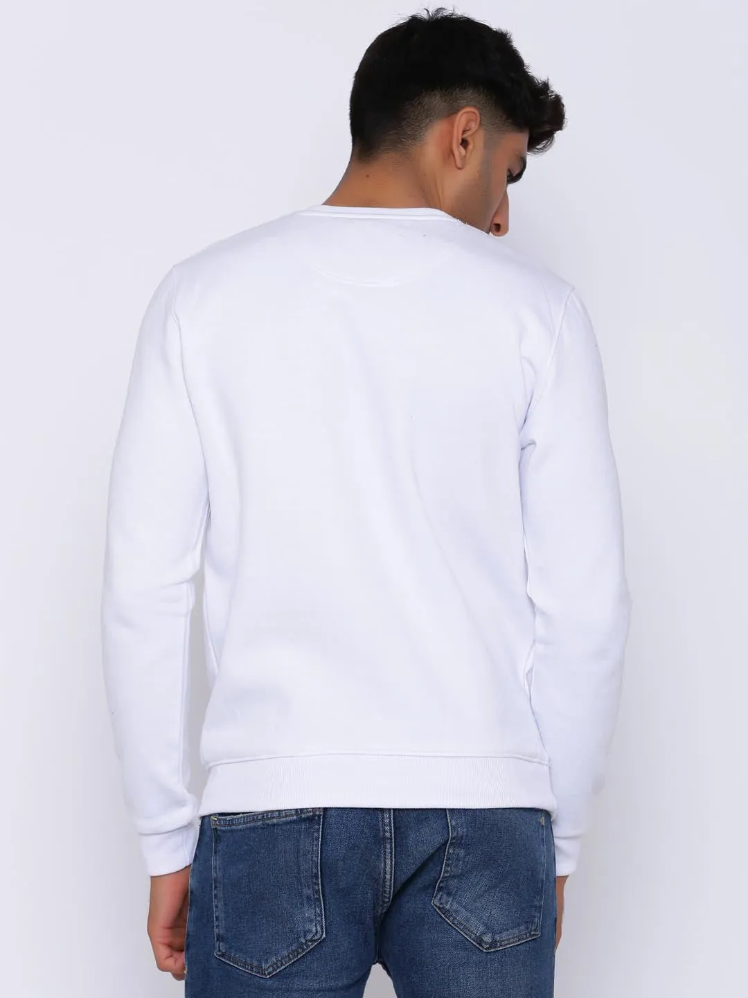 Men White Comfort Fit Sweater