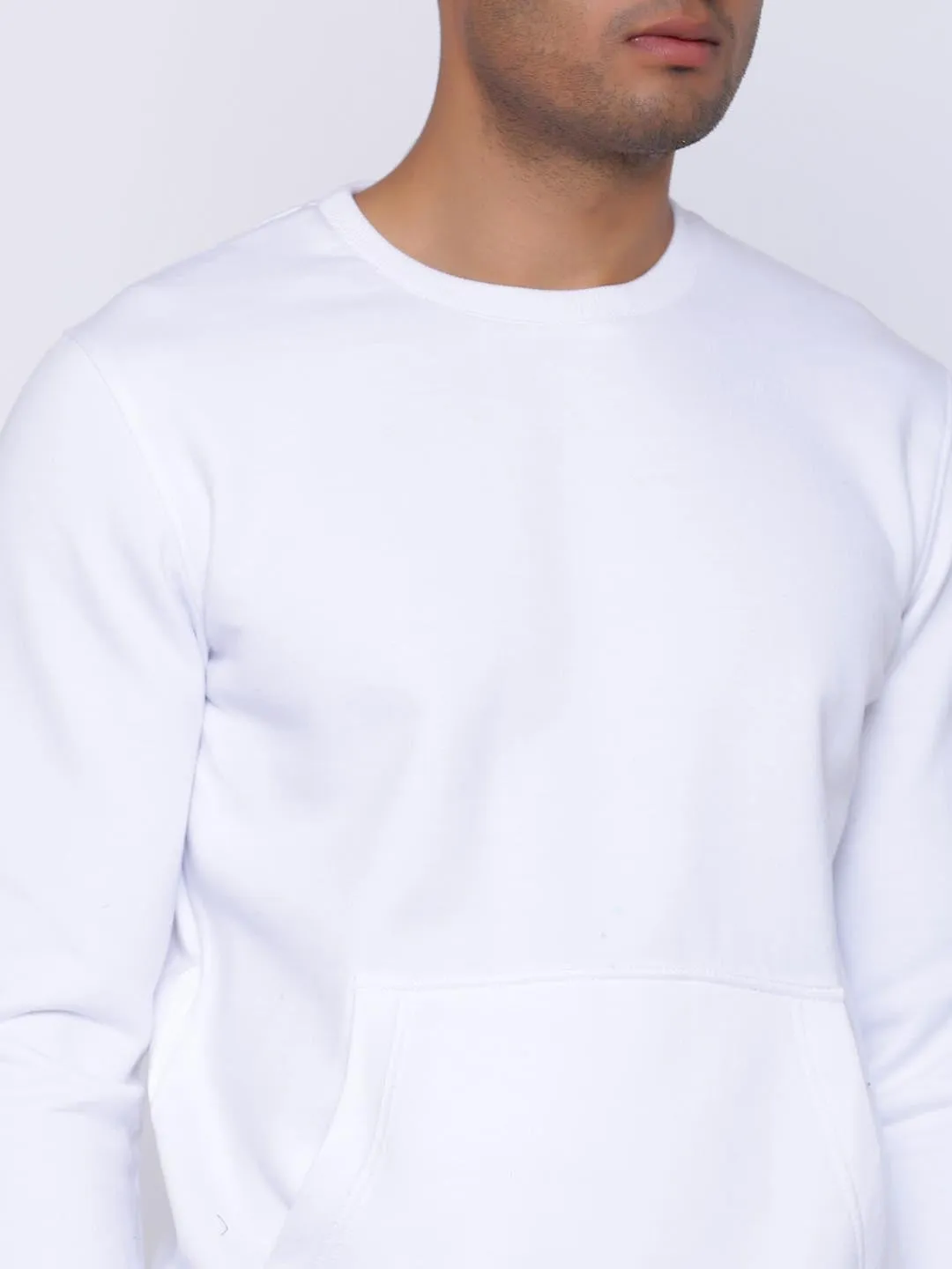 Men White Comfort Fit Sweater