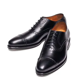 Men's Black Calf Quarter Brogue Oxford Shoes - Style 98409