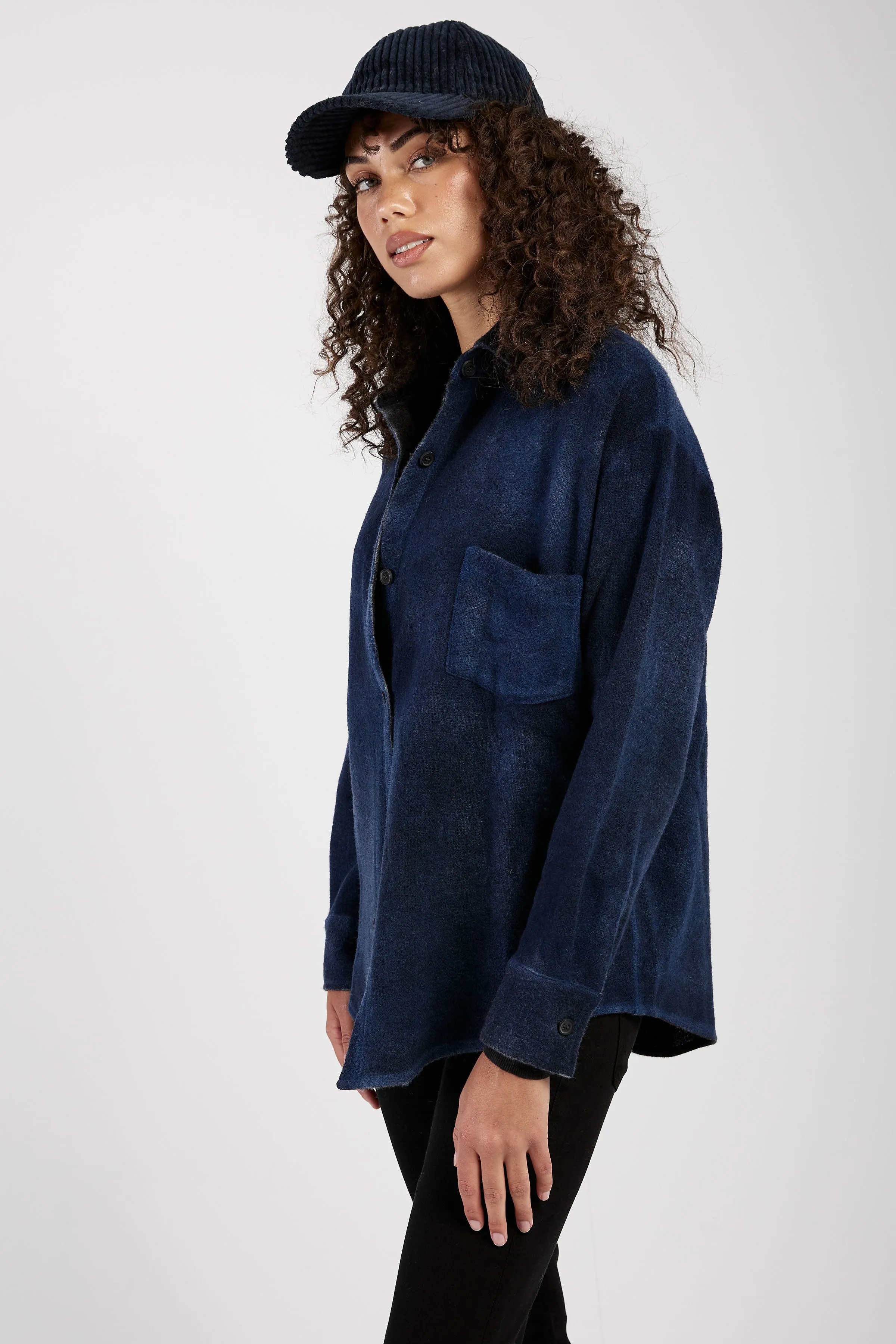 Midnight Cashmere Knit Shirt - Woolen Fashion Essential