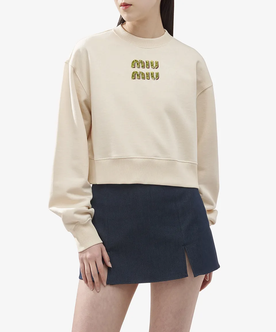 MiuMiu Crew Neck Street Style Cotton Logo