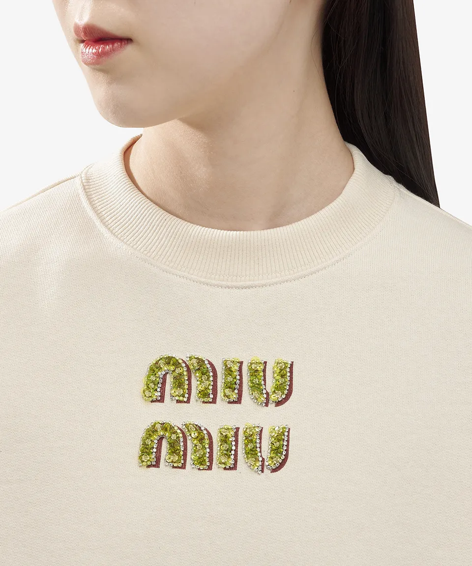 MiuMiu Crew Neck Street Style Cotton Logo