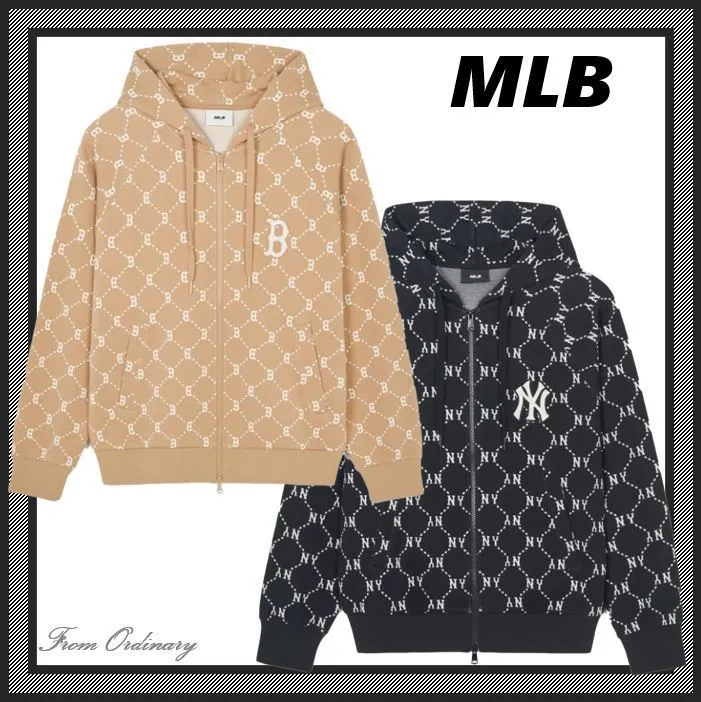 Monogram Unisex MLB Street Style Logo Hoodies & Sweatshirts - Shop Now