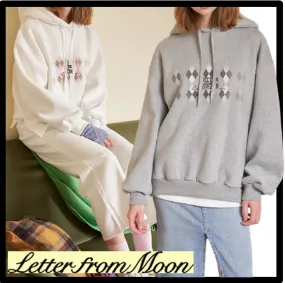 MOON Unisex Street Style Logo Hoodies & Sweatshirts