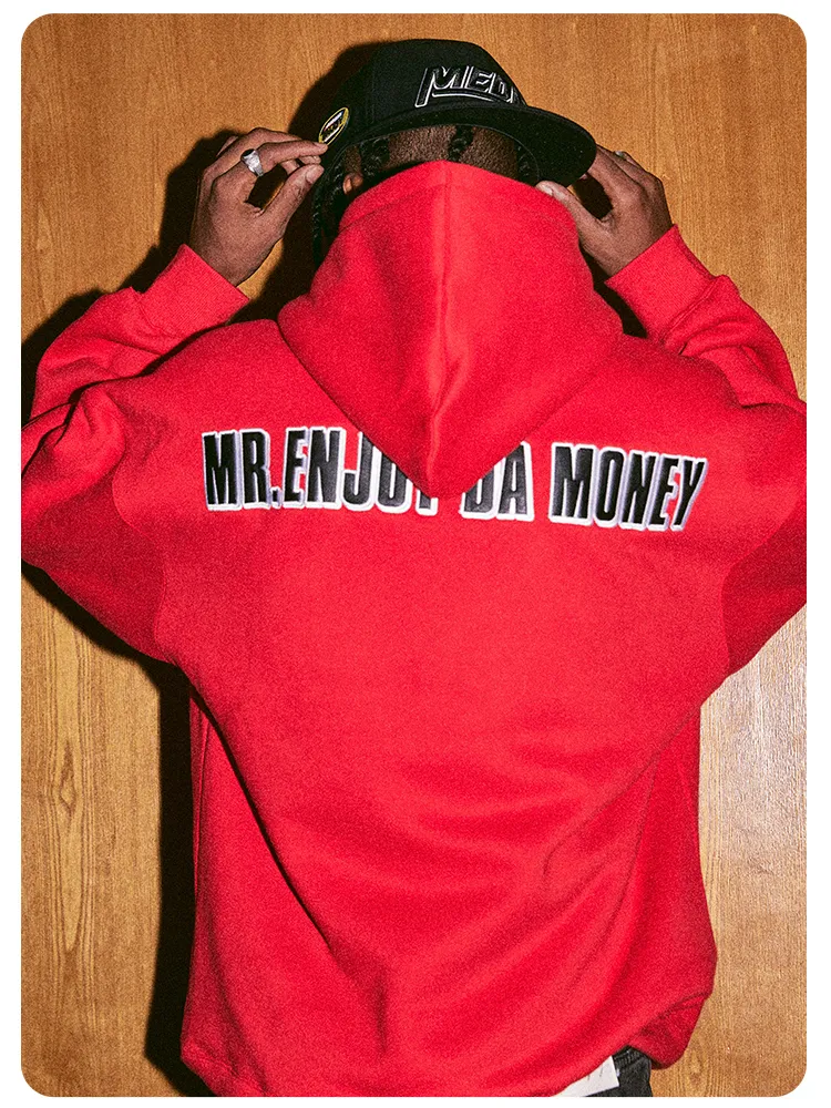 Mr. Enjoy Da Money Unisex Street Style Oversized Logo Hoodies - Shop Now!