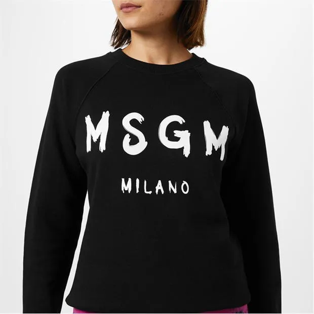 MSGM Street Style Long Sleeves Plain Cotton Logo Shirt