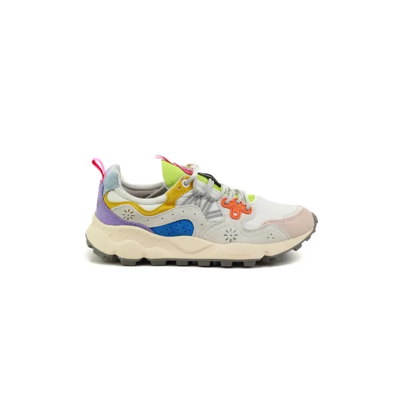 Multicolored women's sneakers, white.