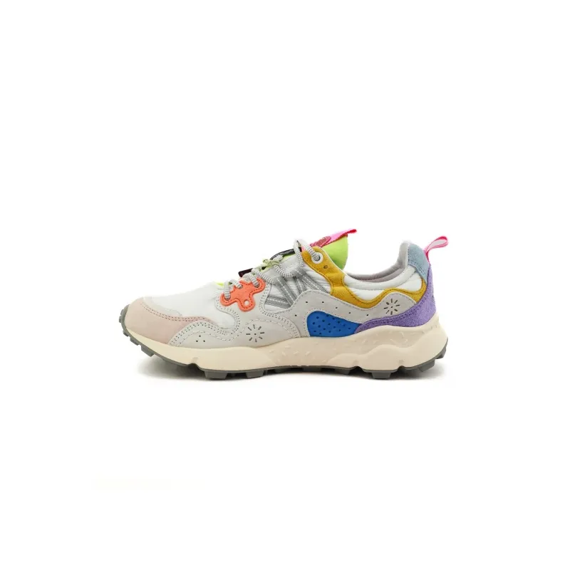 Multicolored women's sneakers, white.