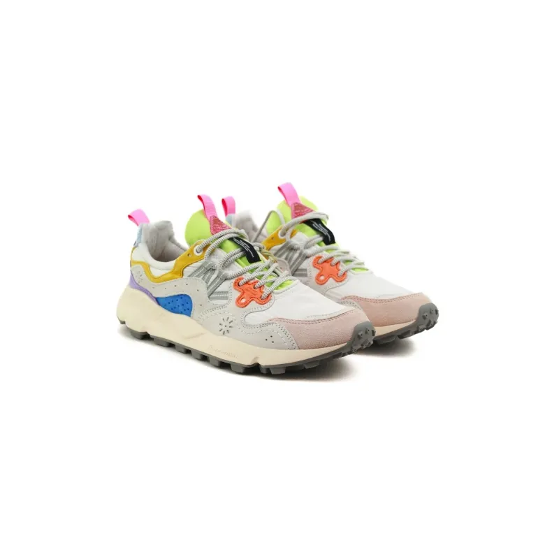 Multicolored women's sneakers, white.