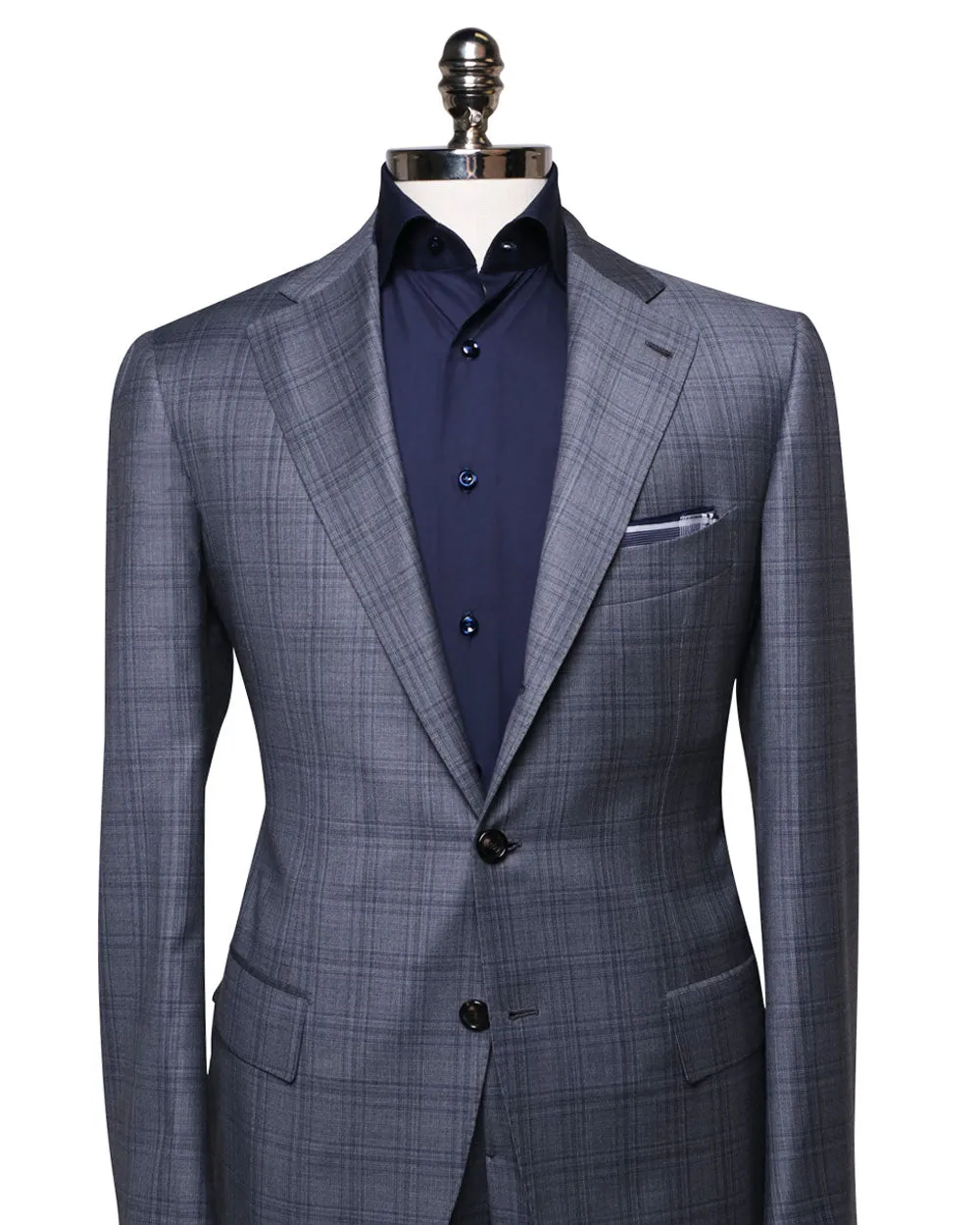 Navy Grey Plaid Suit