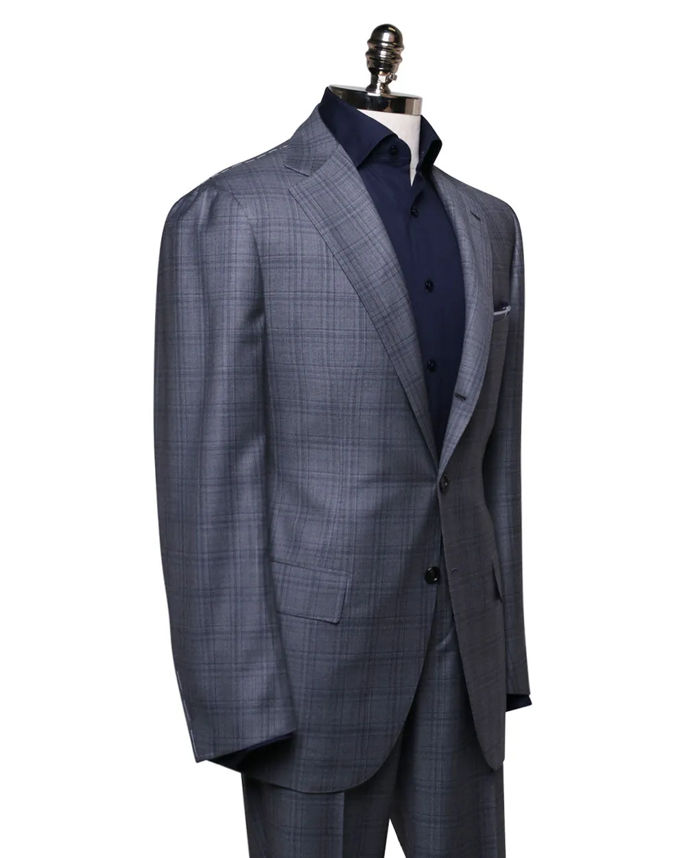 Navy Grey Plaid Suit