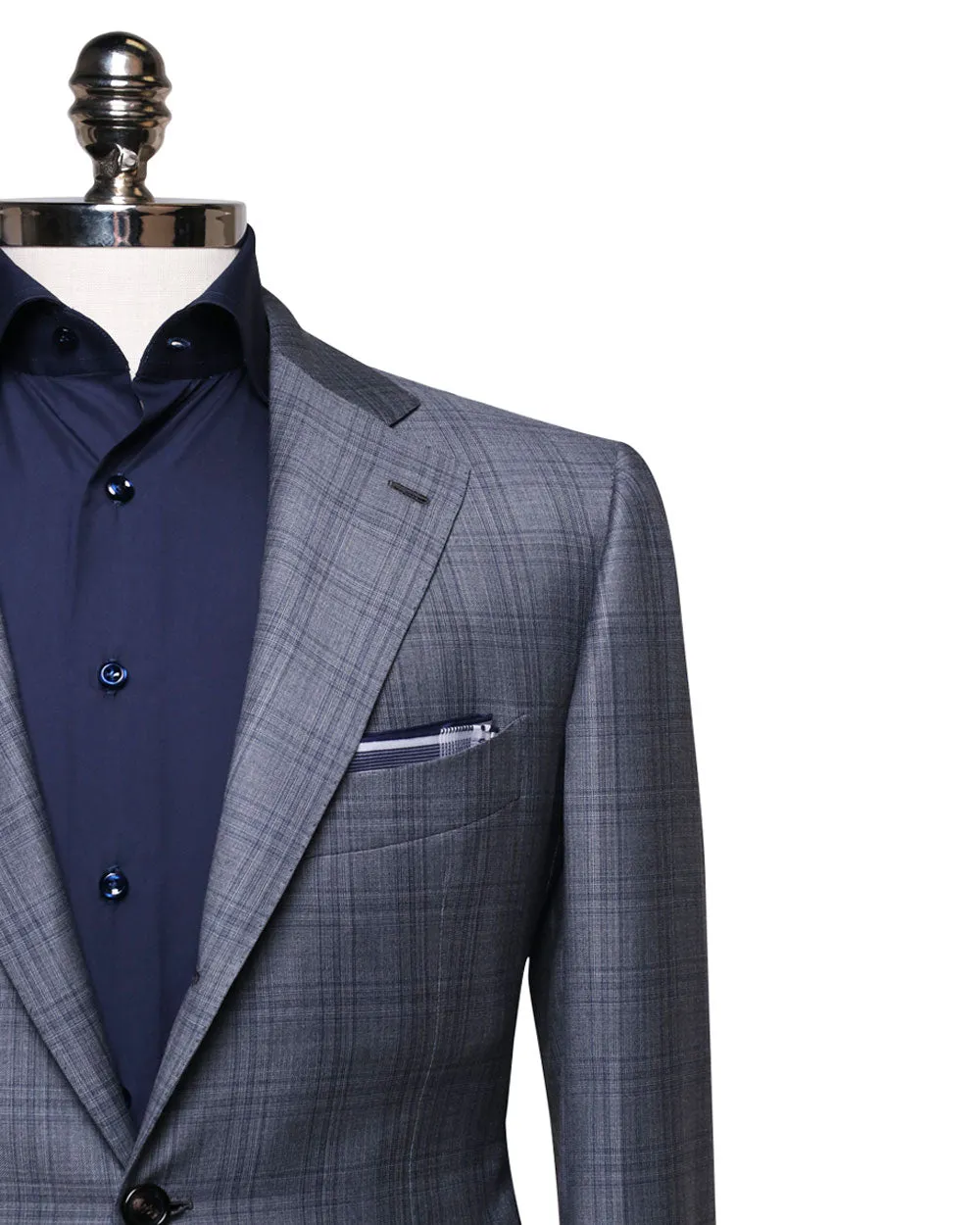 Navy Grey Plaid Suit