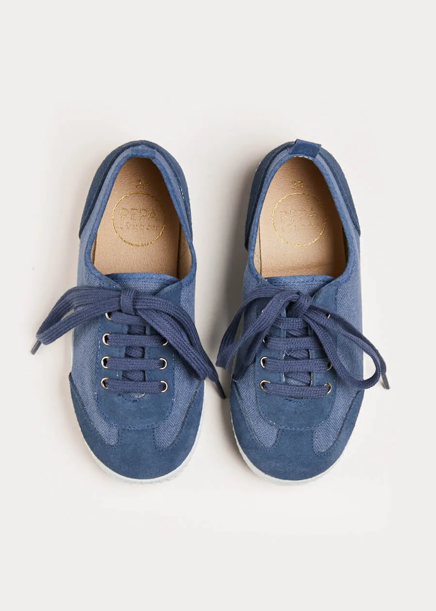 Navy Lace-Up Plimsoll Sneakers (24-34EU)