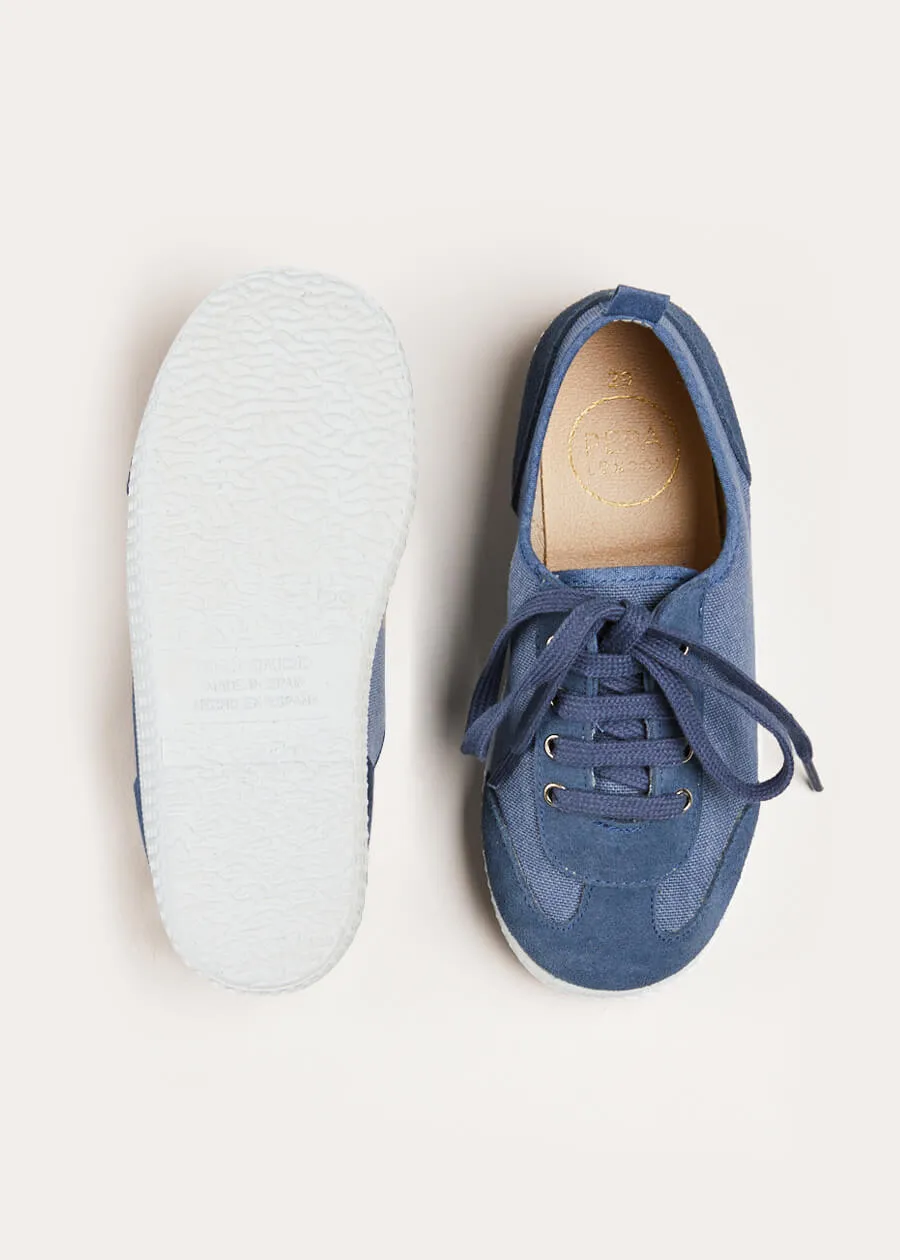 Navy Lace-Up Plimsoll Sneakers (24-34EU)