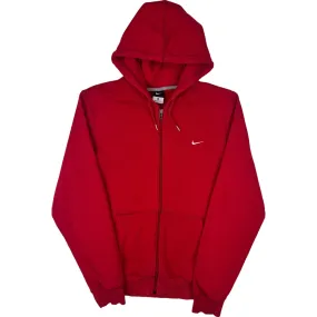 Nike Embroidered Swoosh Zip-Up Hoodie Red