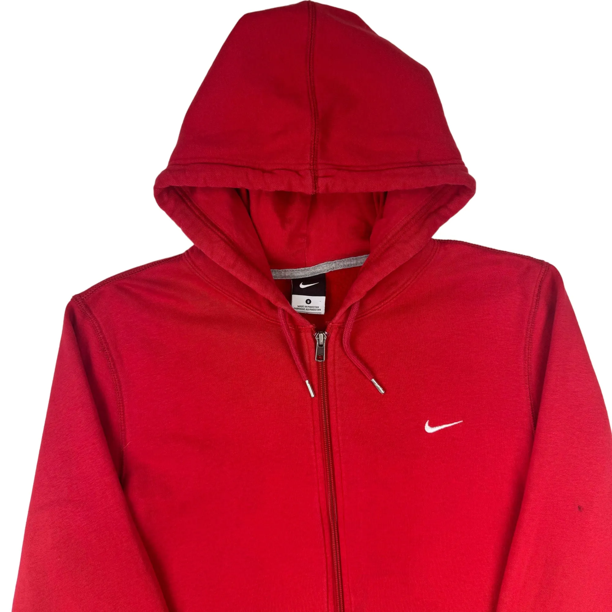 Nike Embroidered Swoosh Zip-Up Hoodie Red