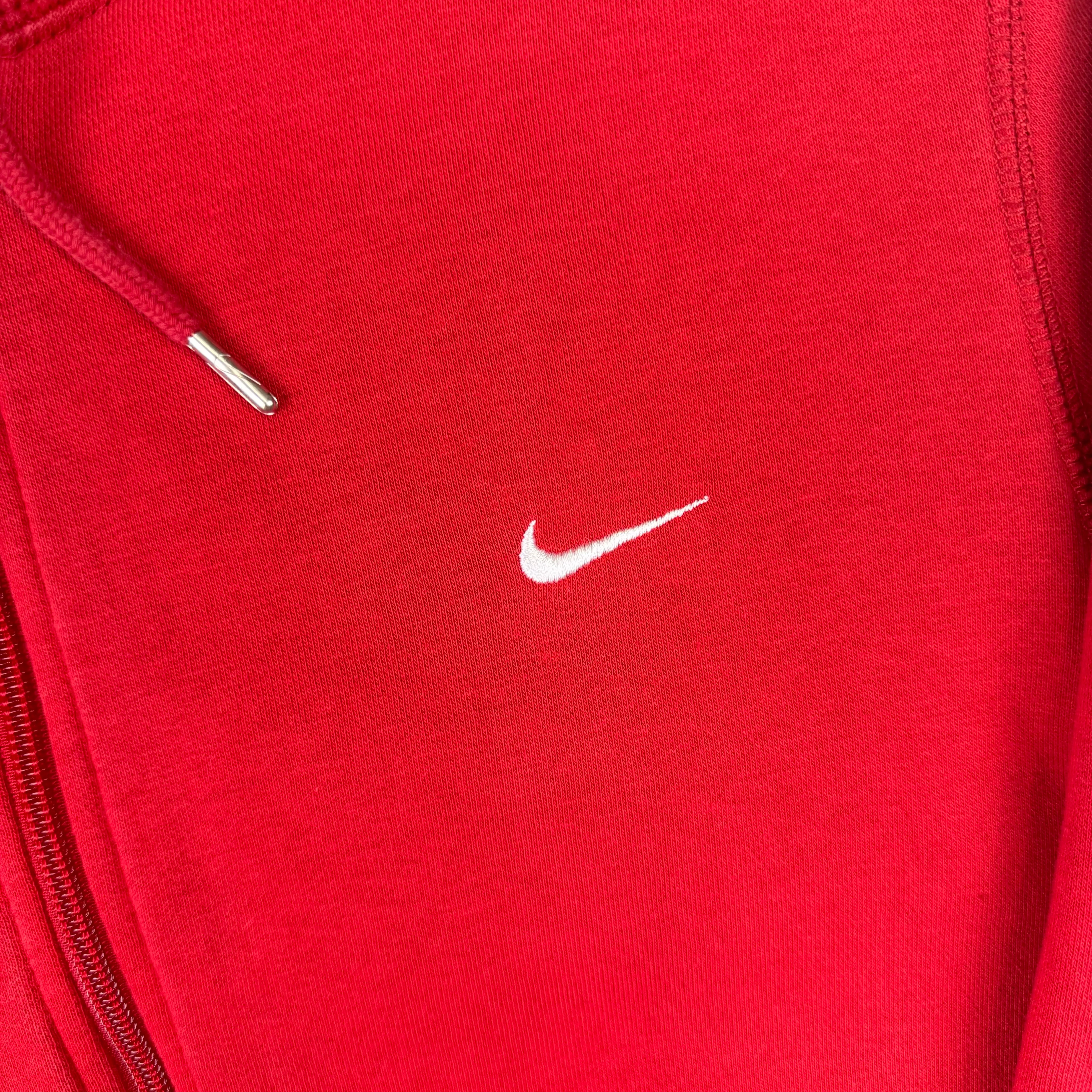 Nike Embroidered Swoosh Zip-Up Hoodie Red