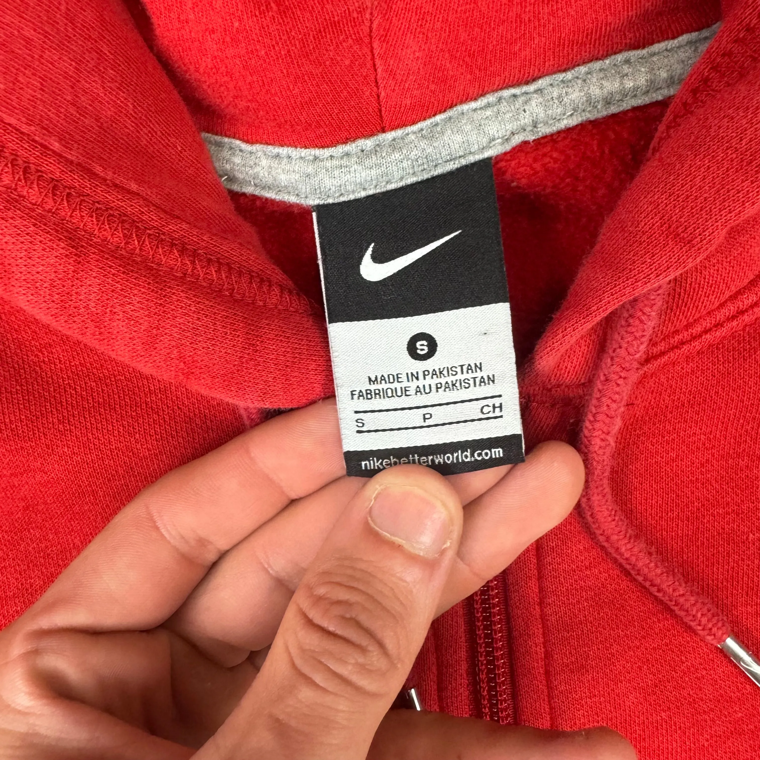 Nike Embroidered Swoosh Zip-Up Hoodie Red