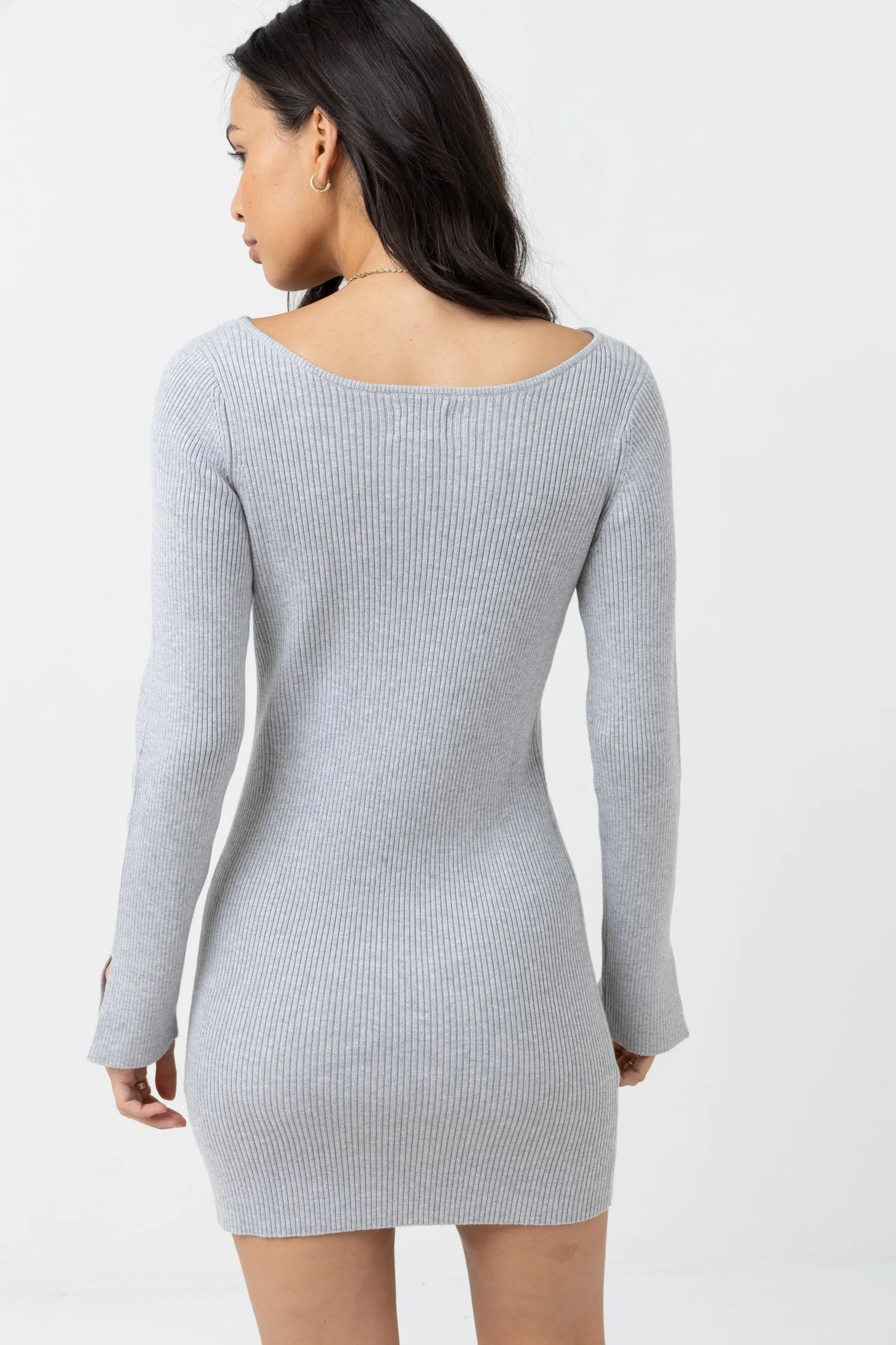 Noemie Knit Mini Dress Grey - Shop Online Now