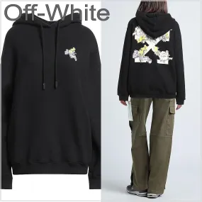 Off-White Long Sleeves Cotton Logo Hoodies & Sweatshirts | Street Style