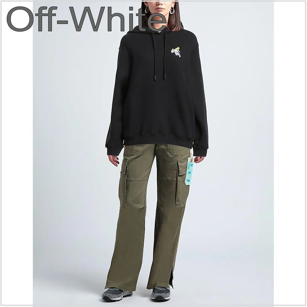 Off-White Long Sleeves Cotton Logo Hoodies & Sweatshirts | Street Style