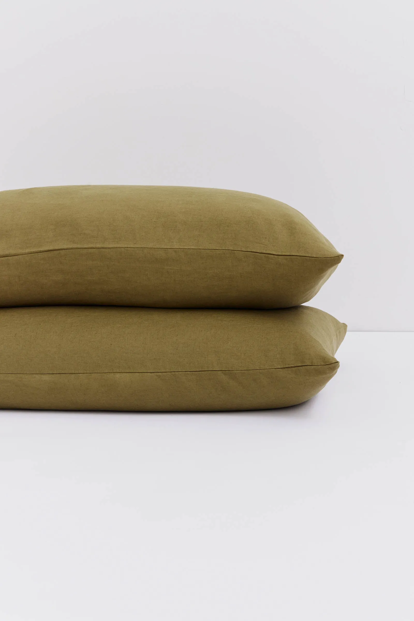 Olive Linen Pillowcases - High Quality Standard Size