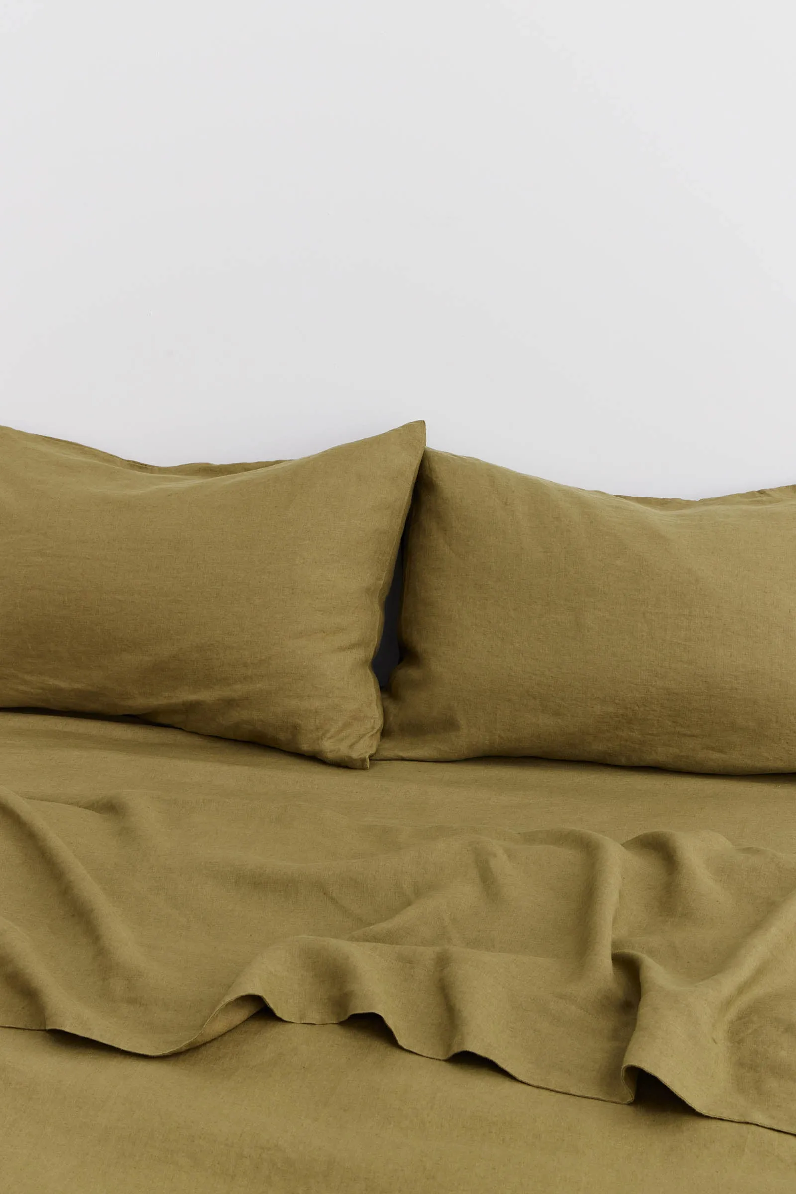 Olive Linen Pillowcases - High Quality Standard Size