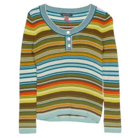 Orla Kiely Blue Striped Skinny Rib Sweater