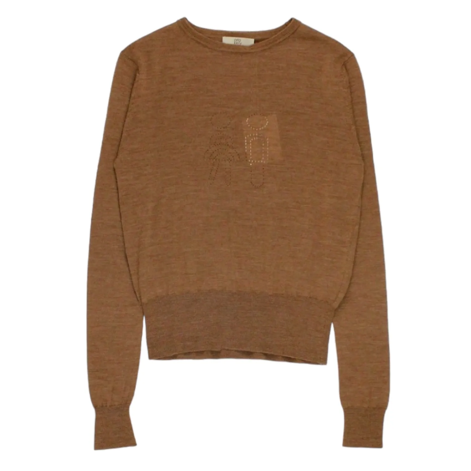 Orla Kiely Brown Duet Pointelle Sweater